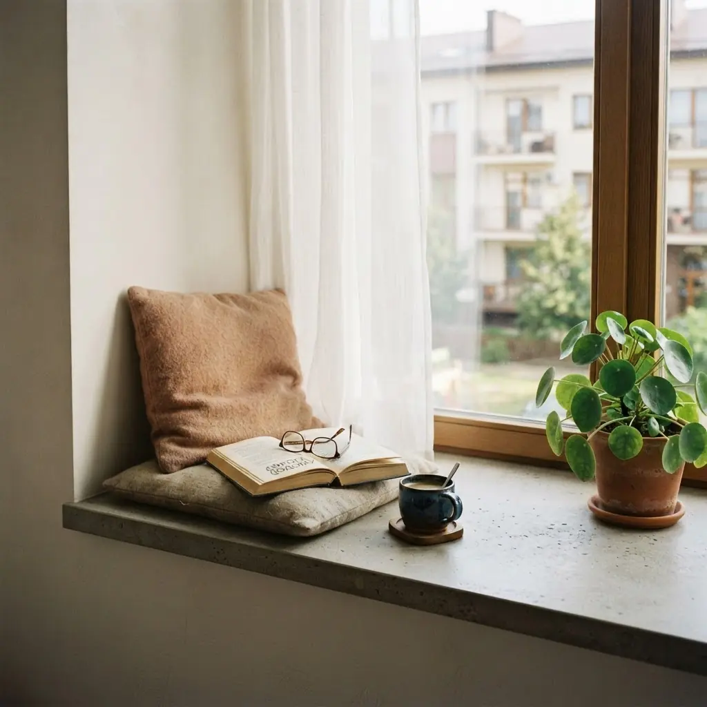 Затишне підвіконня для читання з кварцу Caesarstone 4001 Fresh Concrete