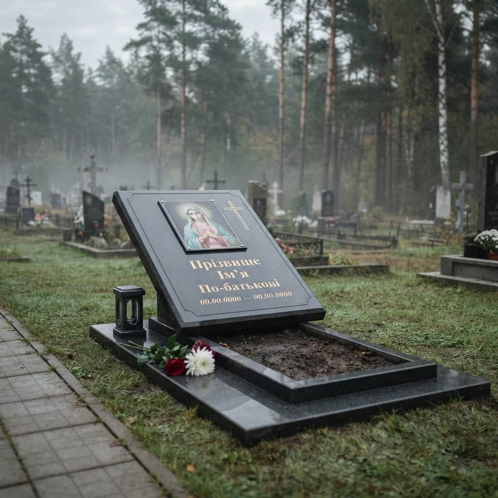 Пам'ятник «Європейський пам'ятник — букинське габро, базове оздоблення» №095 — пам'ятник європейський, габро, чорний