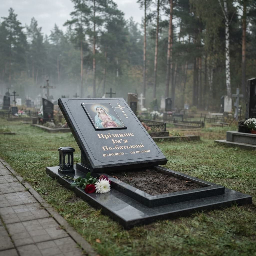 Пам'ятник «Європейський пам'ятник — букинське габро, базове оздоблення» №095 — пам'ятник європейський, габро, чорний