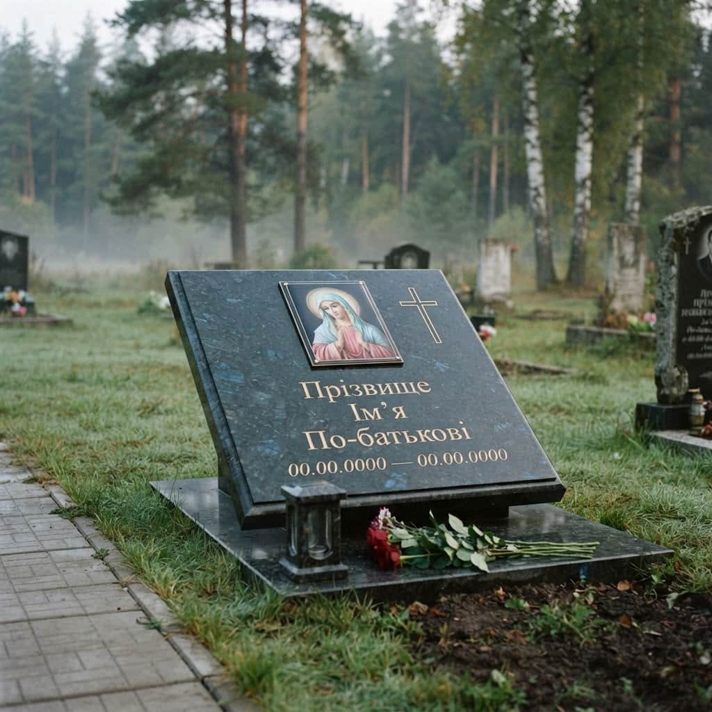 Пам'ятник «Європейський пам'ятник — добринський лабрадорит, стандартне оздоблення» №096 — пам'ятник європейський, лабрадорит, чорний