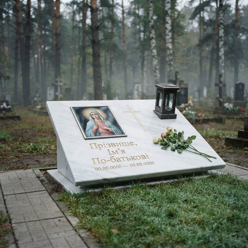 Пам'ятник «Європейський пам'ятник — білий мармур, проста форма» №099 — пам'ятник європейський, мармур, білий
