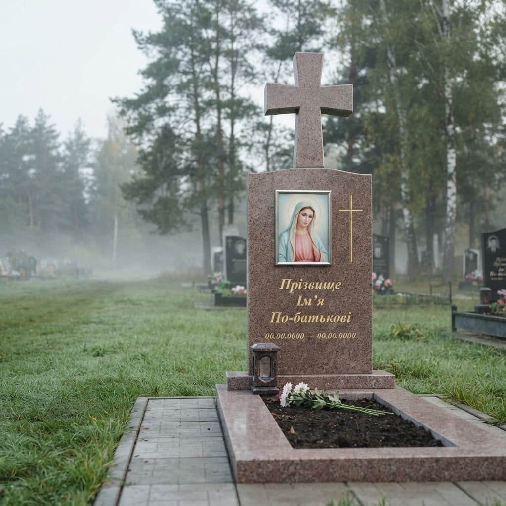 Пам'ятник «Хрест гранітний — капустинський граніт, проста форма» №101 — хрест гранітний, капустинський, червоний