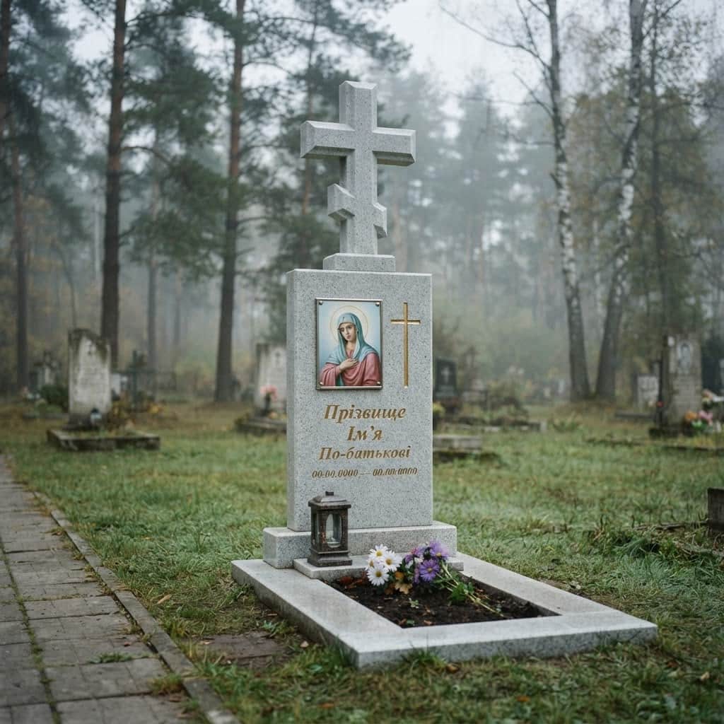 Пам'ятник «Хрест гранітний — софіївський граніт, проста форма» №106 — хрест гранітний, софіївський, сірий